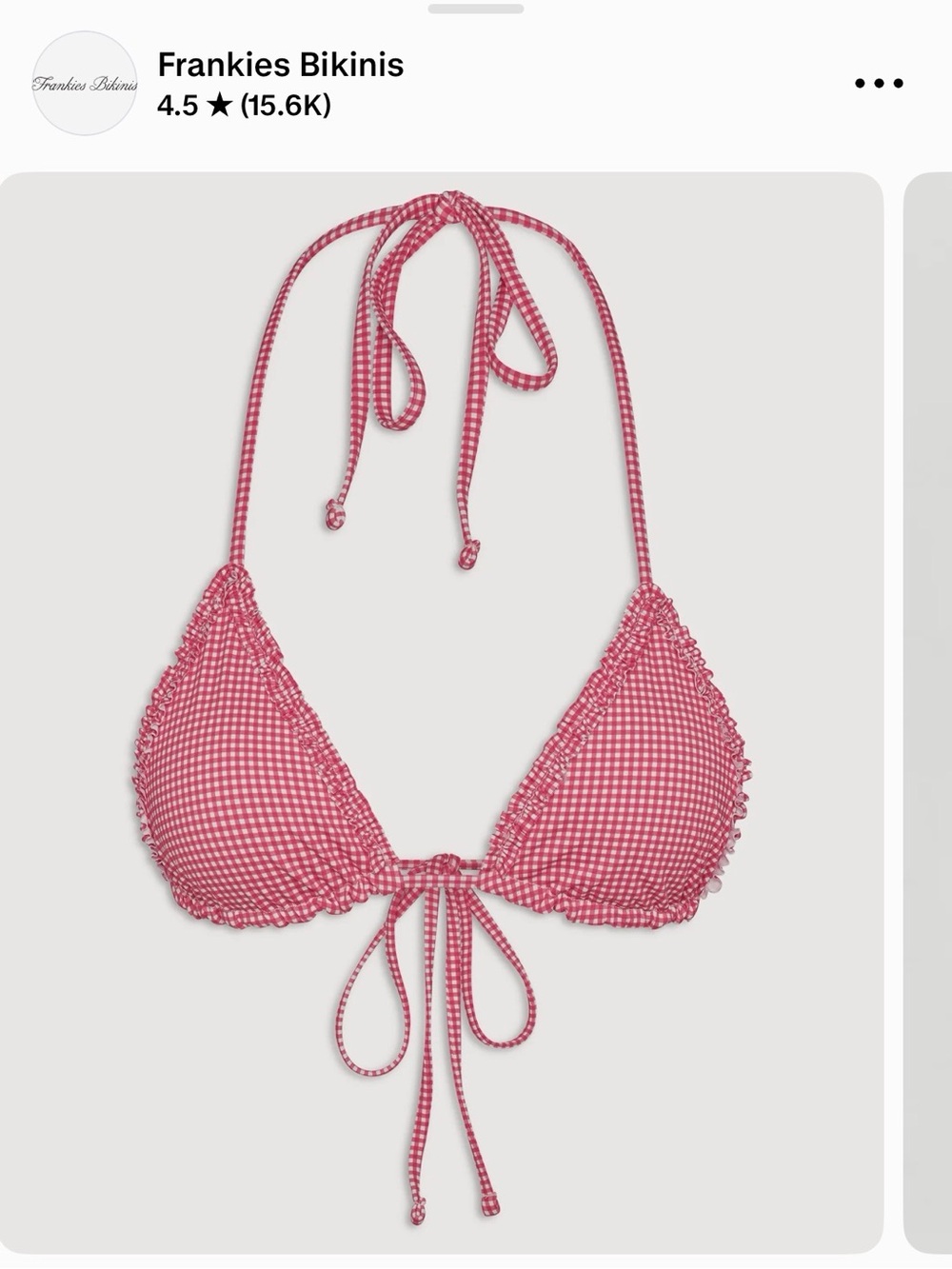 Frankies Bikinis Pink Gingham Triangle Bikini Top and bottom
